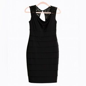 NWT 🔥 Enfocus Studio Black Cut Out Tiered Bodycon Dress size 6